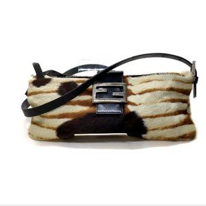 SOLD SOLD SOLD FENDI  FF Logo Mama Baguette Hand Bag Calf Hair